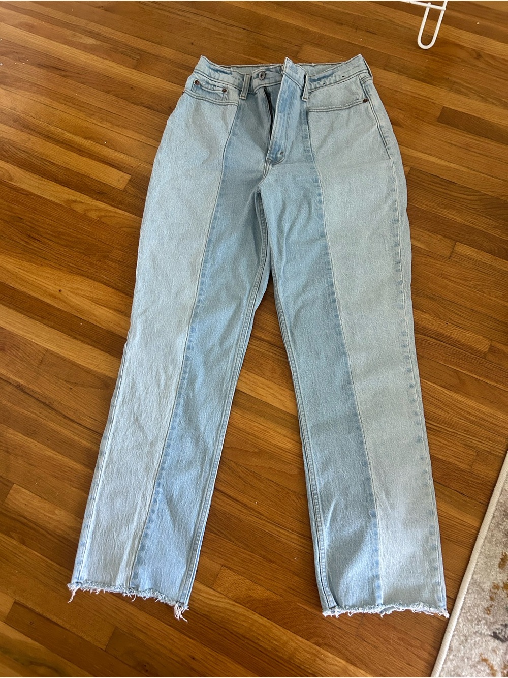 Abercrombie & Fitch Two-Tone Light Blue Straight Leg Jeans